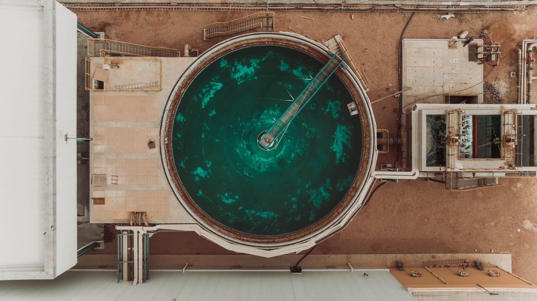 Circular clarifier at a water treatment facility